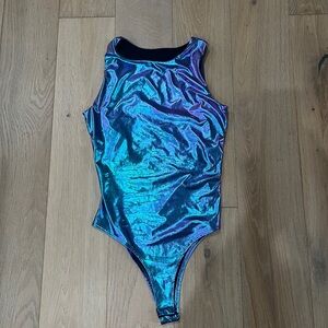 Iridescent Blue Purple Holographic Bodysuit size medium